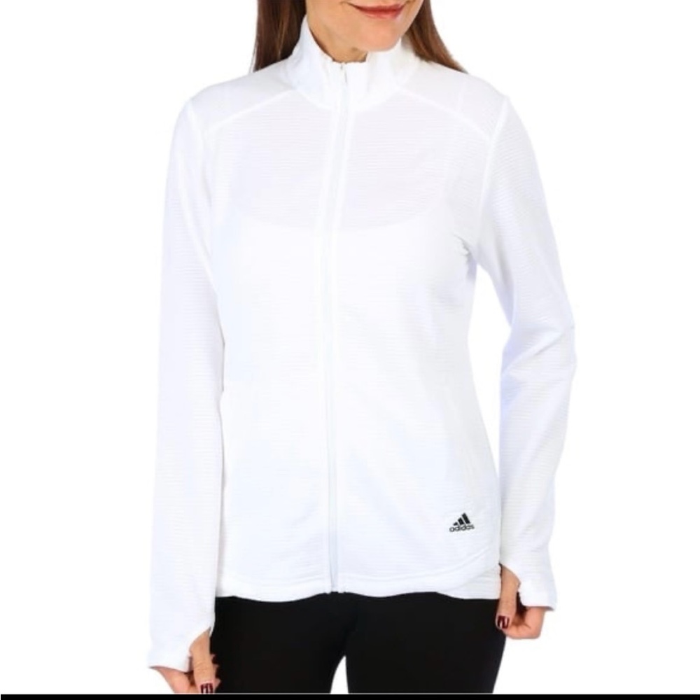 Adidas Golf Essentials 365 Women's White textured full Zip-Up Jacket Size Large